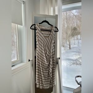 Calvin Klein Beige and White Striped Dress